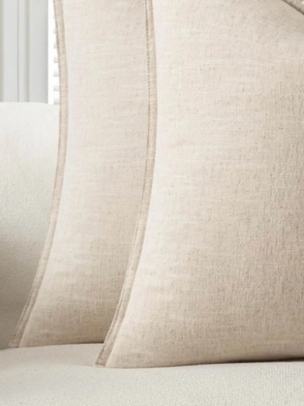 Decorative Linen Throw Pillow Covers SQUARE 22x22” (2-pack) BEIGE